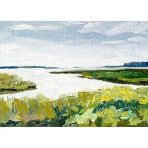 5.5 x 7.5 Original Oil Painting Marsh Landscape Impressionist Lowcountry Signed
